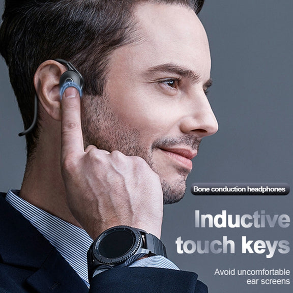 M-1 Back-mounted Touch Noise Reduction Bone Conduction Bluetooth Earphone with Detachable Microphone (Black)