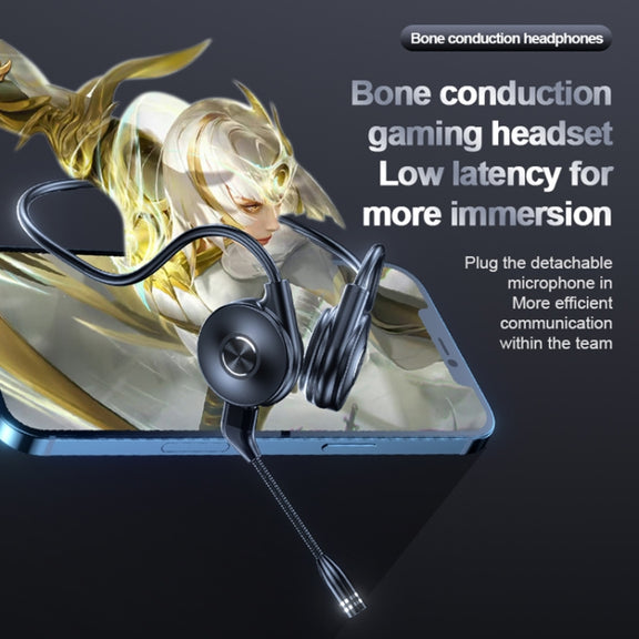 M-1 Back-mounted Touch Noise Reduction Bone Conduction Bluetooth Earphone with Detachable Microphone (Black)