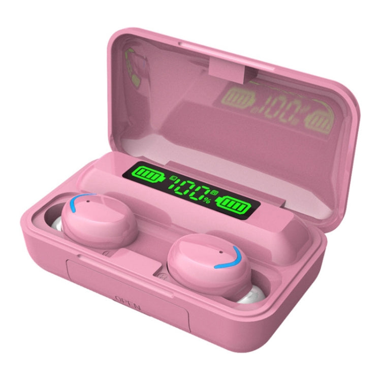 F9-5C Macaron Series LED Light + Digital Display Noise Reduction Bluetooth Earphone(Pink) - Bluetooth Earphone by PMC TechLife | Online Shopping South Africa | PMC TechLife