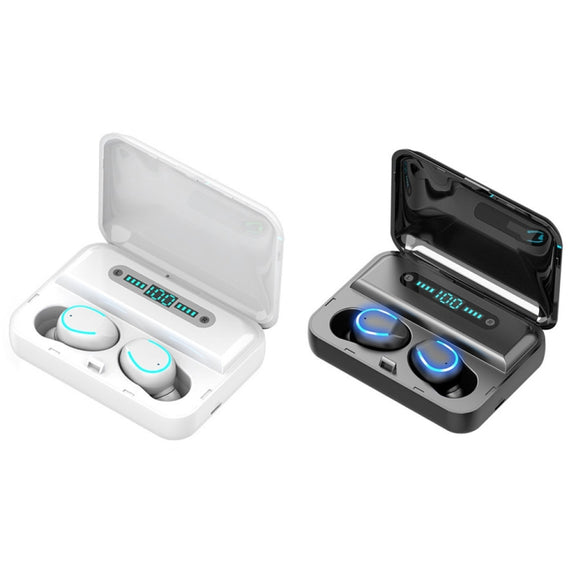 F9-5U Four-bar Breathing Light + Digital Display Noise Reduction Touch Bluetooth Earphone with Charging Box (Black)