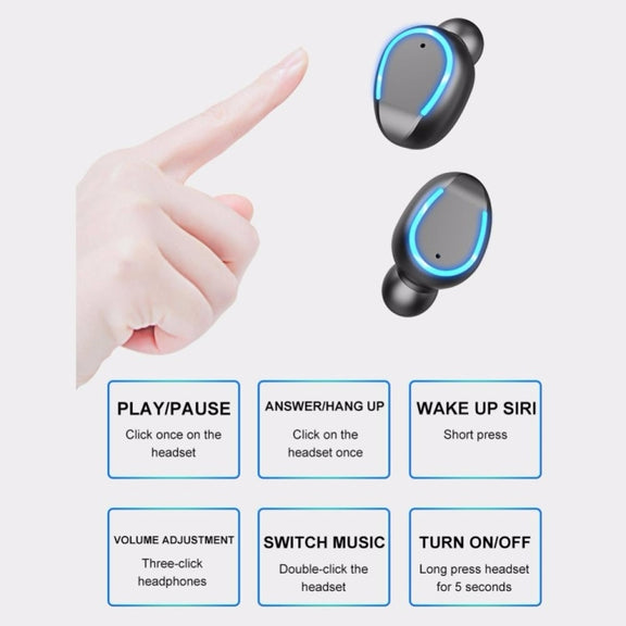 F9-5U Four-bar Breathing Light + Digital Display Noise Reduction Touch Bluetooth Earphone with Charging Box (Black)