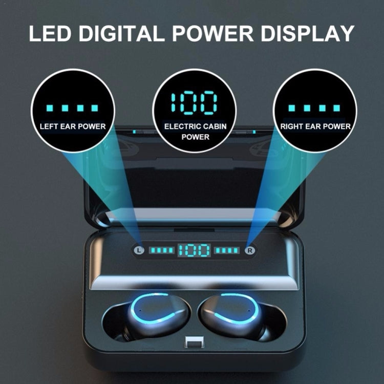 F9-5U Four-bar Breathing Light + Digital Display Noise Reduction Touch Bluetooth Earphone with Charging Box (Black)