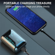 F9-5U Four-bar Breathing Light + Digital Display Noise Reduction Touch Bluetooth Earphone with Charging Box (Black)