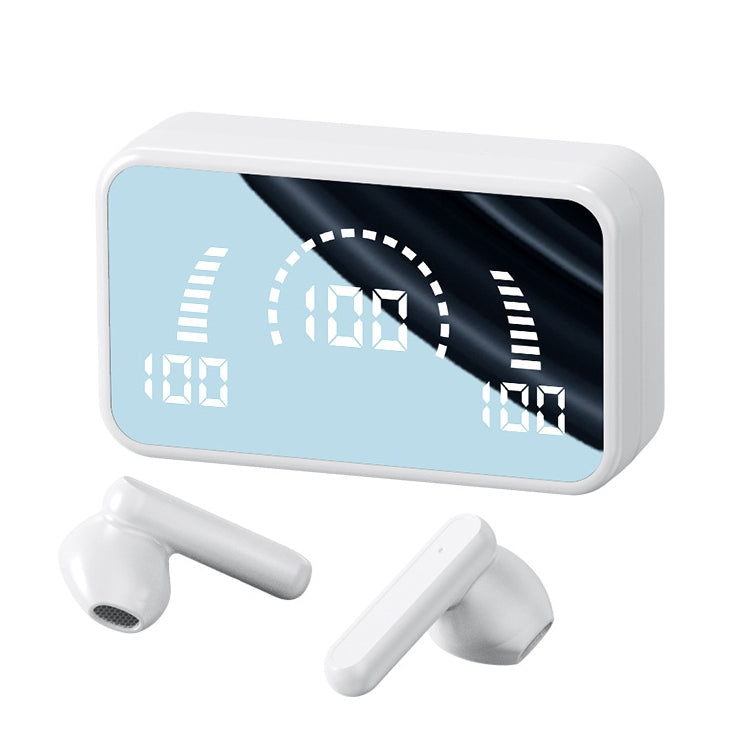 V9 Mirror Noodle Wireless Bluetooth Earphone with Charging Compartment (White) - Bluetooth Earphone by PMC TechLife | Online Shopping South Africa | PMC TechLife