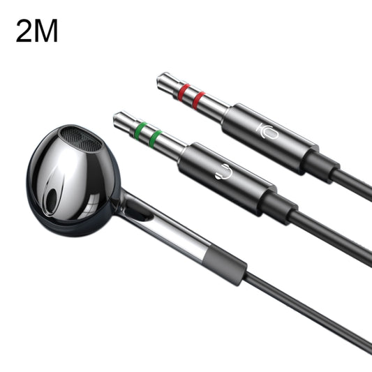 Langsdom V6 3.5mm Dual Plug Wired In-Ear Earphone with Microphone, Length: 2m (Black) - In Ear Wired Earphone by Langsdom | Online Shopping South Africa | PMC Jewellery