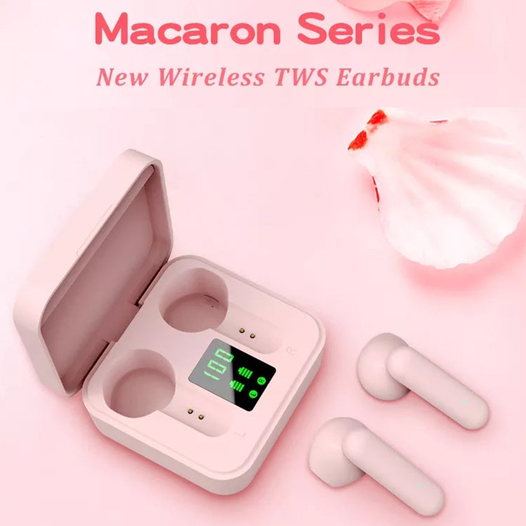 ETE-16 TWS Semi-In-Ear Digital Display Sports Bluetooth Earphones (Pink)