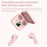 ETE-16 TWS Semi-In-Ear Digital Display Sports Bluetooth Earphones (Pink)