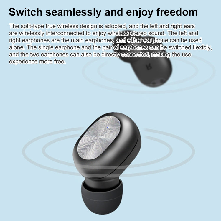 ETE-15 Waterproof Bluetooth 5.0 Binaural Touch Control TWS Wireless Earphones (Black) - TWS Earphone by PMC TechLife | Online Shopping South Africa | PMC TechLife
