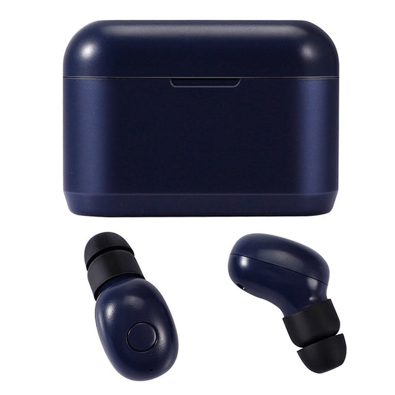 DT-4 IPX Water-resistant Bluetooth 5.0 Wireless Bluetooth Earphone with 350mAh Magnetic Charging Box, Support for Calling(Dark Blue)