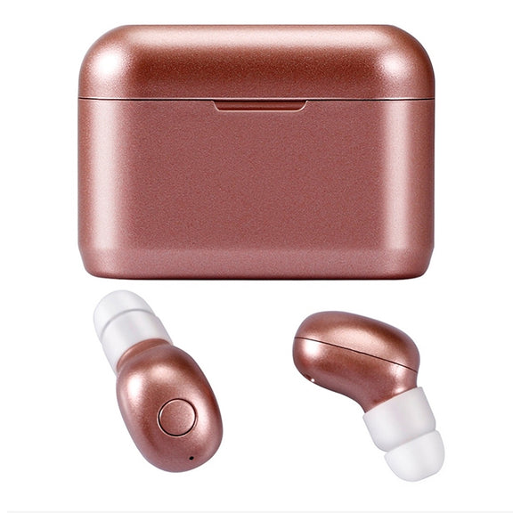 DT-4 IPX Water-resistant Bluetooth 5.0 Wireless Bluetooth Earphone with 350mAh Magnetic Charging Box, Support for Calling(Rose Gold)