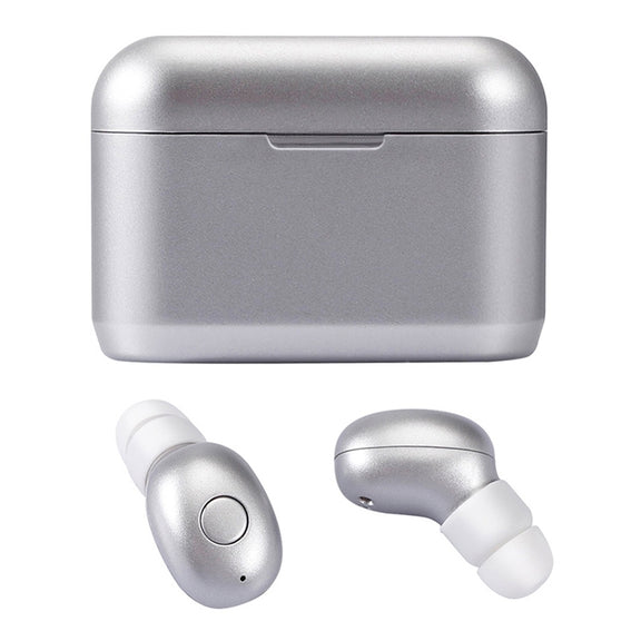 DT-4 IPX Water-resistant Bluetooth 5.0 Wireless Bluetooth Earphone with 350mAh Magnetic Charging Box, Support for Calling(Silver)