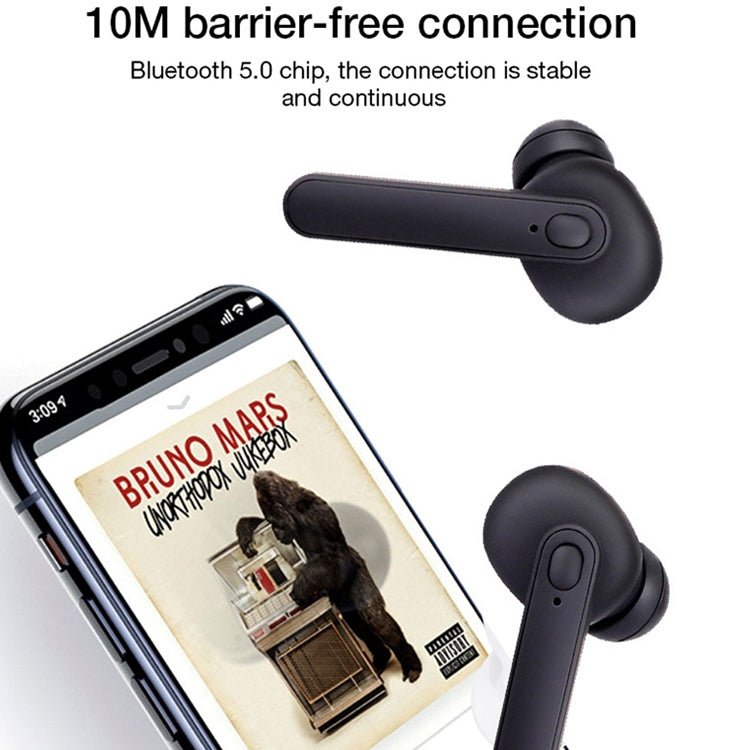 DT-5 IPX Water-resistant Bluetooth 5.0 Wireless Bluetooth Earphone with Magnetic Charging Box, Support Call & Power Bank Function(Black)