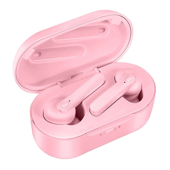 DT-5 IPX Water-resistant Bluetooth 5.0 Wireless Bluetooth Earphone with Magnetic Charging Box, Support Call & Power Bank Function(Pink)