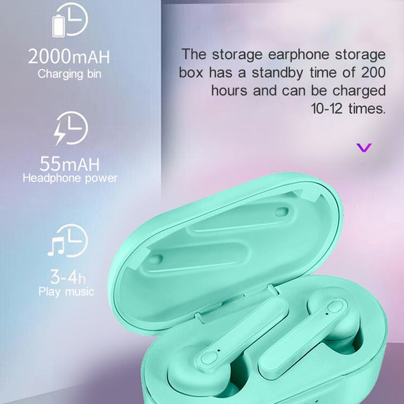 DT-5 IPX Water-resistant Bluetooth 5.0 Wireless Bluetooth Earphone with Magnetic Charging Box, Support Call & Power Bank Function(White)