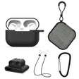 For AirPods Pro 5 in 1 Silicone Earphone Protective Case + Earphone Bag + Earphones Buckle + Hook + Anti-lost Rope Set(Black) - For AirPods Pro by PMC TechLife | Online Shopping South Africa | PMC TechLife | Buy Now Pay Later Mobicred