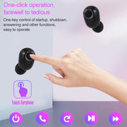 DT-13 Wireless Two Ear Bluetooth Headset Supports Touch & Smart Magnetic Charging(Black)