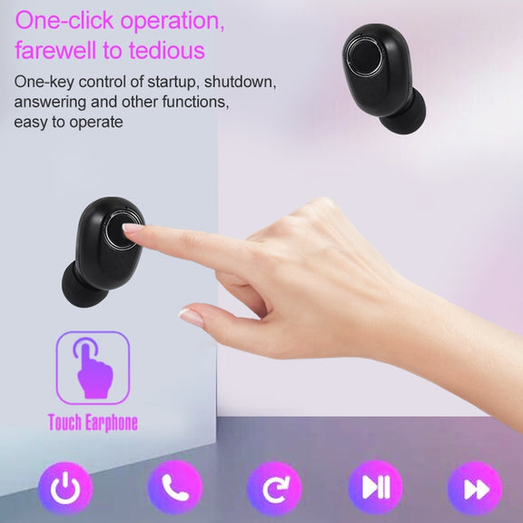 DT-13 Wireless Two Ear Bluetooth Headset Supports Touch & Smart Magnetic Charging(White)