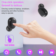 DT-14 Wireless Two Ear Bluetooth Headset Supports Touch & Smart Magnetic Charging & Power On Automatic Pairing(Black)