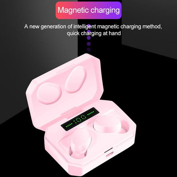 DT-14 Wireless Two Ear Bluetooth Headset Supports Touch & Smart Magnetic Charging & Power On Automatic Pairing(Pink)