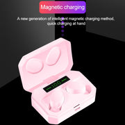 DT-14 Wireless Two Ear Bluetooth Headset Supports Touch & Smart Magnetic Charging & Power On Automatic Pairing(White)