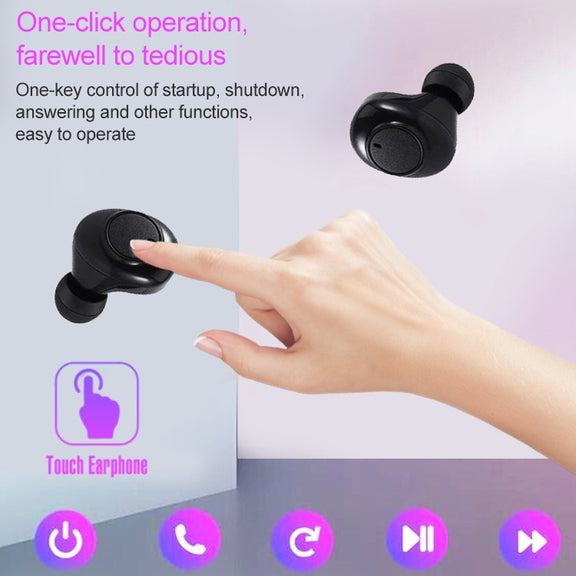 DT-15 Wireless Two Ear Bluetooth Headset Supports Touch & Smart Magnetic Charging & Power On Automatic Pairing (Gold)