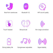 Dt-18 Wireless Two Ear Bluetooth Headset With 2000mAh Charging Cabin & Touch & Intelligent Magnetic Suction Charging (White)