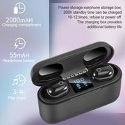 Dt-18 Wireless Two Ear Bluetooth Headset With 2000mAh Charging Cabin & Touch & Intelligent Magnetic Suction Charging (White)