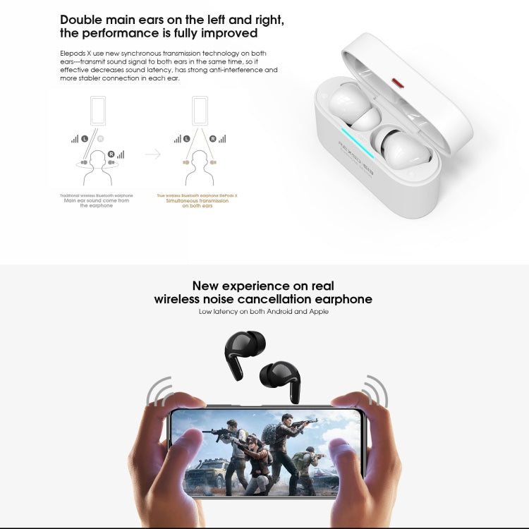 ELEPHONE Elepods X Wireless ANC Noise Cancellation Bluetooth 5.0 Earphone with Charging Box(Black) - free shipping - PMC Jewellery - Order now!