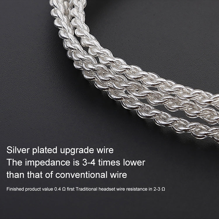 TRN Silver Plated Upgrade Cable Headphones Cable with A2DC Connection for TRN V10 V20 Earphone - Cable & Splitter by TRN | Online Shopping South Africa | PMC Jewellery | Buy Now Pay Later Mobicred