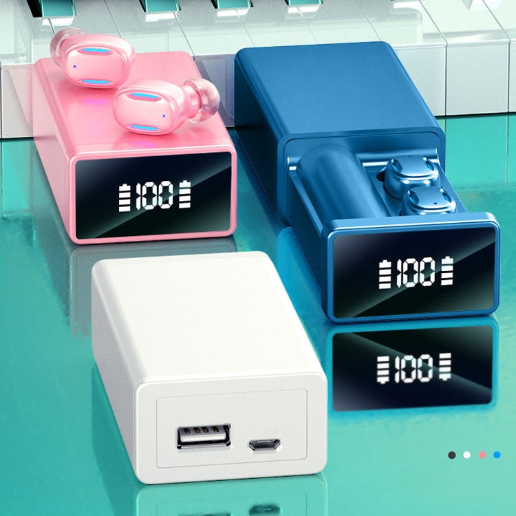 A22 English Version Pull-out Digital Display Bluetooth Earphone with Magnetic Charging Box, Support Touch Light & Power Bank (Pink) - Bluetooth Earphone by PMC TechLife | Online Shopping South Africa | PMC TechLife