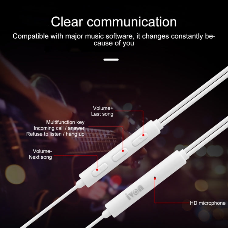 IVON E50 3.5mm Stereo Noise Reduction Earphone (Black) - In Ear Wired Earphone by IVON | Online Shopping South Africa | PMC TechLife