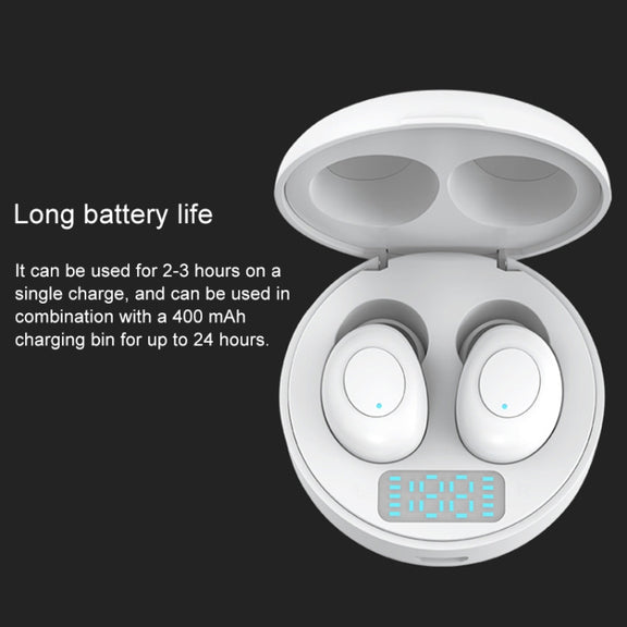 J1 TWS Digital Display Bluetooth V5.0 Wireless Earphones with LED Charging Box(White)