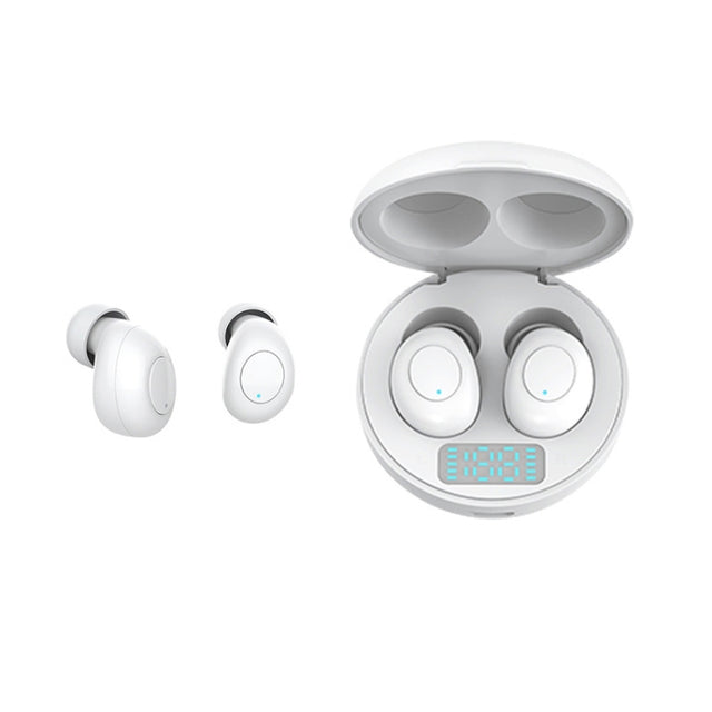 J1 TWS Digital Display Bluetooth V5.0 Wireless Earphones with LED Charging Box(White)