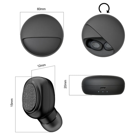 YH-03 TWS V5.0 Wireless Stereo Bluetooth Headset with Charging Case, Support Voice Assistant(Black)