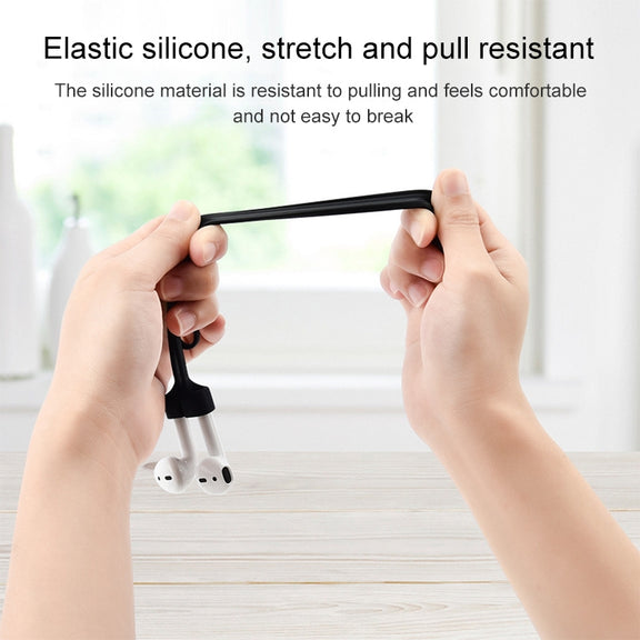 Wireless Bluetooth Headset Anti-lost Rope Magnetic Silicone Lanyard for Apple AirPods 1 / 2(Black)