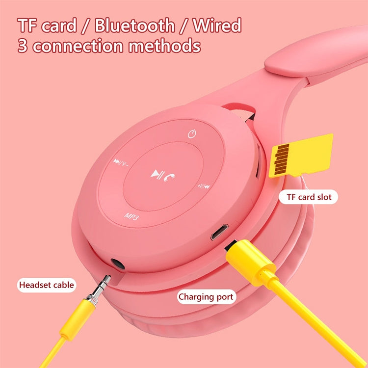 Y08 Hifi Sound Quality Macaron Bluetooth Headset, Supports Calling & TF Card & 3.5mm AUX (Blue)