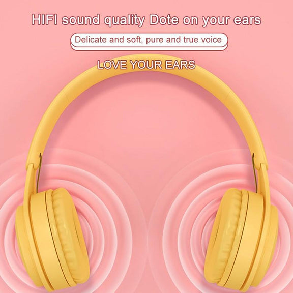 Y08 Hifi Sound Quality Macaron Bluetooth Headset, Supports Calling & TF Card & 3.5mm AUX (White)