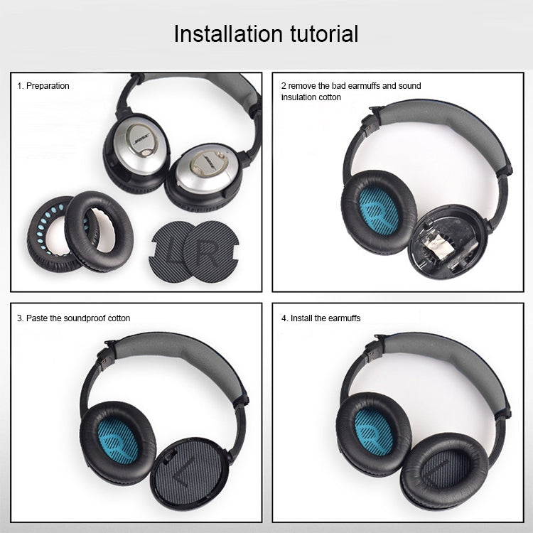 1 Pair Soft Earmuff Headphone Jacket with LR Cotton for BOSE QC2 / QC15 / AE2 / QC25 / QC35(Gold Black)
