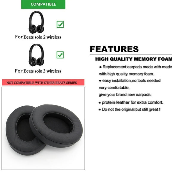 1 Pair Soft Sponge Earmuff Headphone Jacket for Beats Studio 2.0(Black)