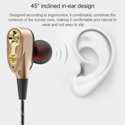 D12 1.2m Wired In Ear 3.5mm Interface Stereo Wire-Controlled HIFI Earphones Dual-motion Loop Running Game Music Headset With Packaging(Black)