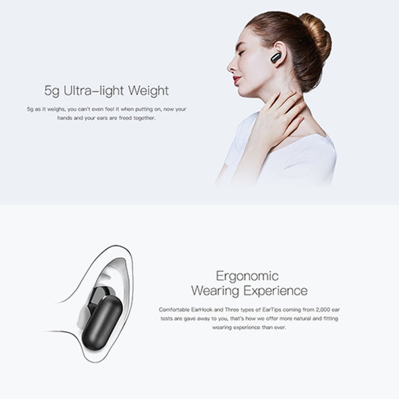 QCY Q12 Mini Ultra-light Wireless V4.1 Bluetooth Earphones with Mic, For iPad, iPhone, Galaxy, Huawei, Xiaomi, LG, HTC and Other Smart Phones(Black)