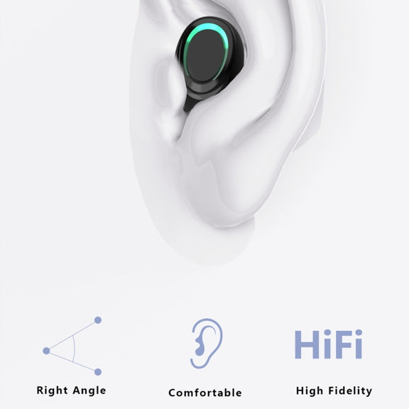 MD06 Mini In-ear TWS Wireless Touch Digital Display Bluetooth Earphone (Black)