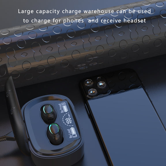 MD06 Mini In-ear TWS Wireless Touch Digital Display Bluetooth Earphone (Black)
