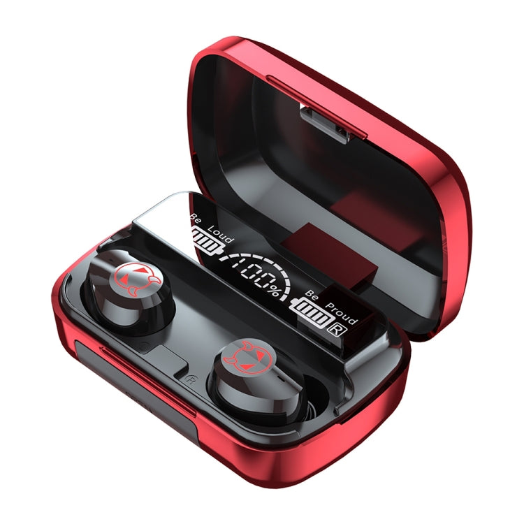 M23 Little Devil Pattern Intelligent Noise Reduction Touch Bluetooth Earphone with Three-screen Battery Display & Mirror Charging Box, Support HD Call & Siri (Red) - Bluetooth Earphone by PMC TechLife | Online Shopping South Africa | PMC TechLife