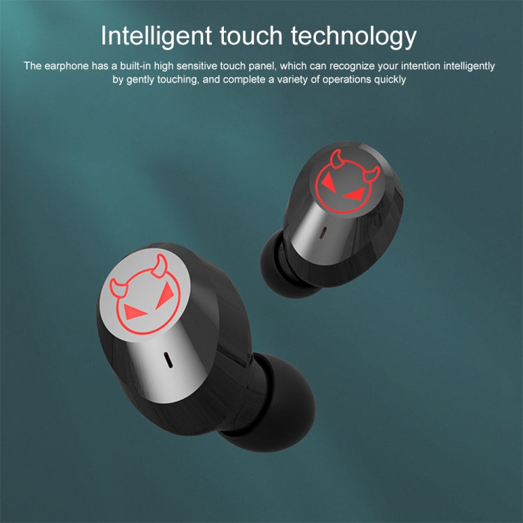 M23 Little Devil Pattern Intelligent Noise Reduction Touch Bluetooth Earphone with Three-screen Battery Display & Mirror Charging Box, Support HD Call & Siri (Pink) - Bluetooth Earphone by PMC TechLife | Online Shopping South Africa | PMC TechLife