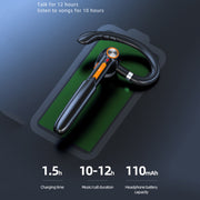 ME-100 TWS Business Rotating Universal True Stereo 5.0 Version Hanging Ear In-Ear Bluetooth Headset(Black+green)