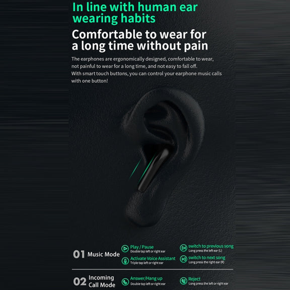D MOOSTER D02 IPX6 EDC Wireless Bluetooth 5.3 Earphone (Black)