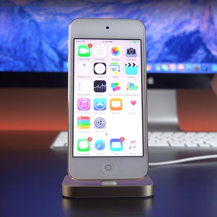 8 Pin Stouch Aluminum Desktop Station Dock Charger for iPhone(Grey) - USB Charger by PMC TechLife | Online Shopping South Africa | PMC TechLife