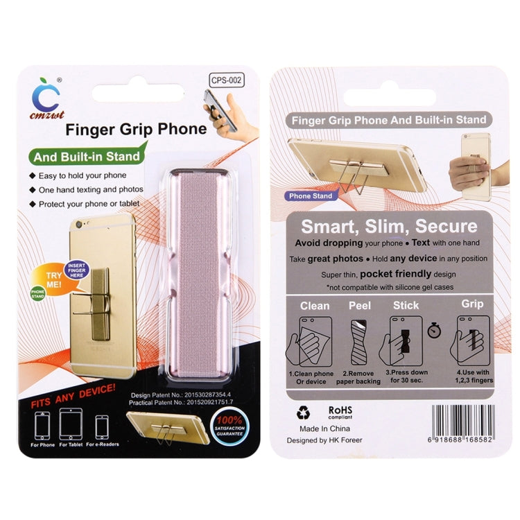 2 in 1 Adjustable Universal Mini Adhesive Holder Stand + Slim Finger Grip, Size: 7.3 x 2.2 x 0.3 cm(Rose Gold)