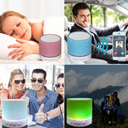 A9 Mini Portable Glare Crack Bluetooth Stereo Speaker with LED Light, Built-in MIC, Support Hands-free Calls & TF Card(Pink)